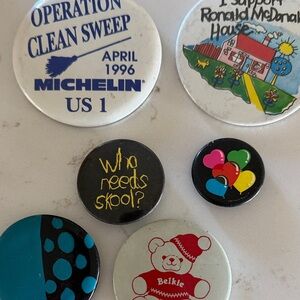 Vintage Michelin and variety Button Pin Collection